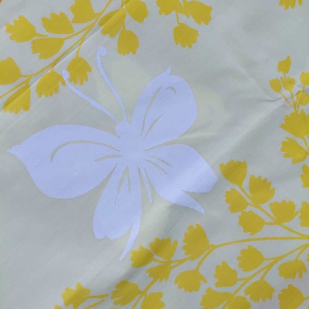 VTG Montgomery Ward Top Sheet Bedding TWIN Yellow Butterfly Fairy Retro Cottage - Picture 5 of 6
